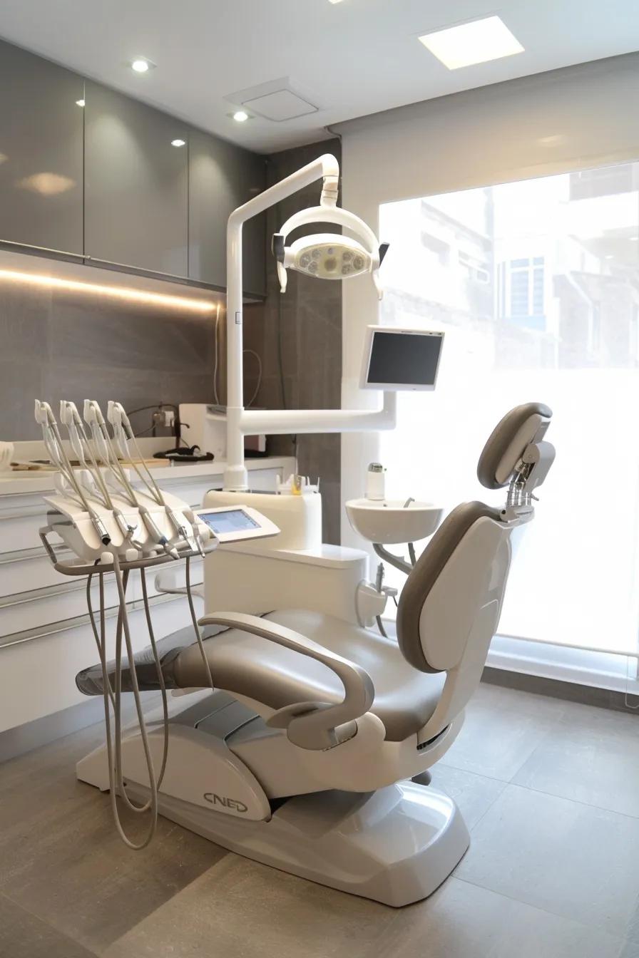 Silla dental moderna con equipo de odontología digital en clínica dental en Bogotá, Colombia, destacando tecnología avanzada y ambiente profesional.